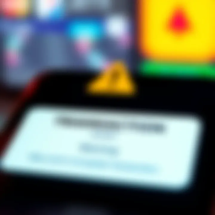 A phone screen showing a failed transaction message with a warning symbol