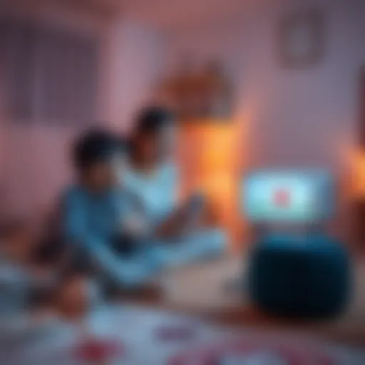 A family using the Avalon Family App on multiple devices to control their Mini 3 heater in a cozy children's room