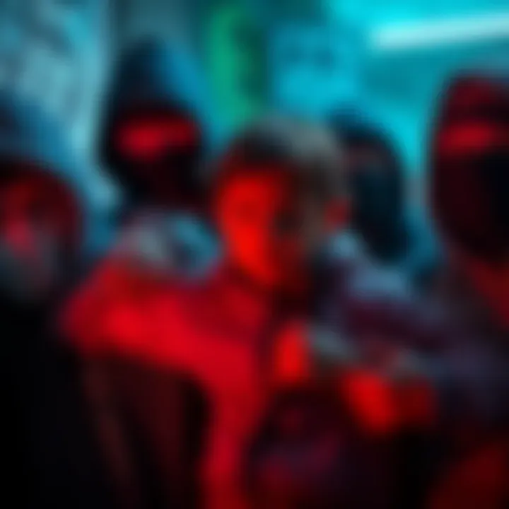 A distressed family, including two children, is shown with masked kidnappers in a tense situation, highlighting the threat of cryptocurrency-related crime in France.