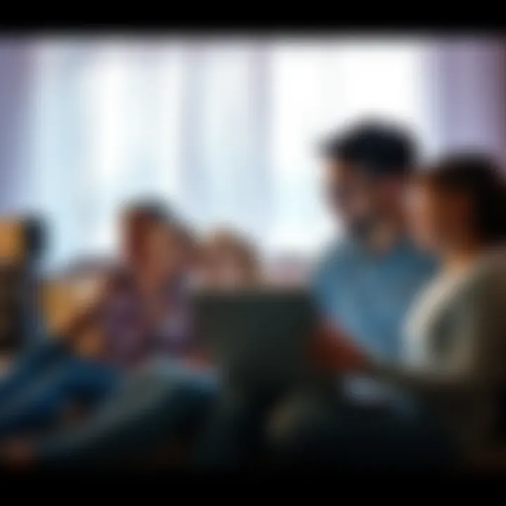 A family sitting together with a laptop and gaming console, balancing work and play while caring for children