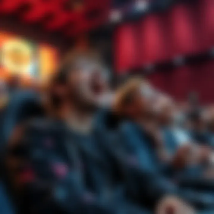 A fan excitedly watching Legacy in IMAX with Jared Leto appearing on stage during the NYC showing