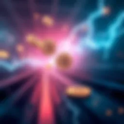 Illustration of Bitcoin transactions happening quickly through the Lightning Network