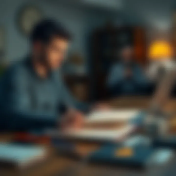 A person analyzing a Bitcoin ledger on a laptop at a table with a photo of their deceased father nearby, looking concerned.