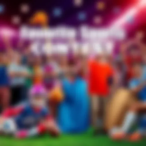 A vibrant collage of various sports gear and fans celebrating, representing different sports like football and basketball, inviting participation in a contest.