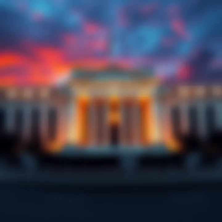 Federal Reserve building with a focus on interest rate changes during the Iran conflict