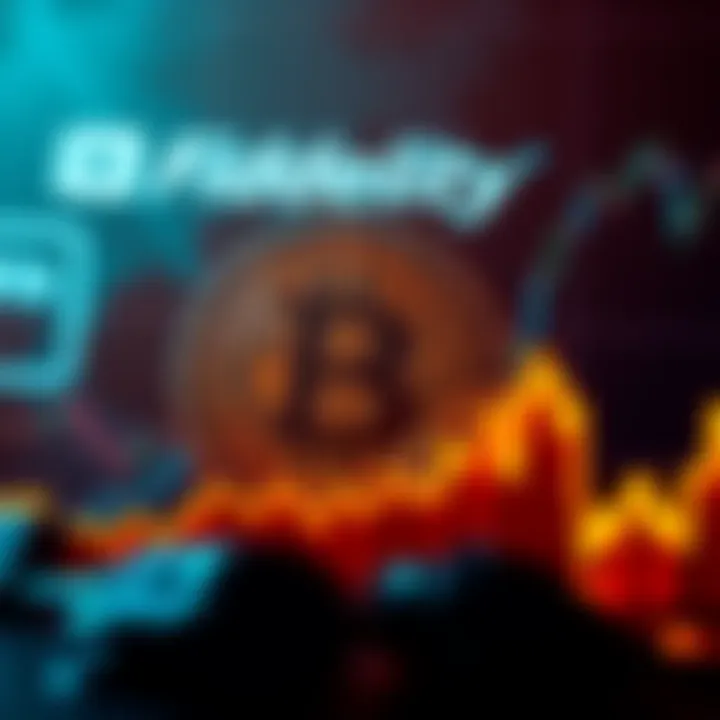 Fidelity logo with a Bitcoin symbol and a graph showing a steady trend