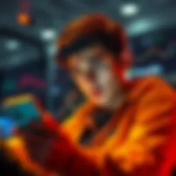 Financial advice on social media A person scrolling through finance posts on Instagram, looking puzzled at unrealistic investment promises