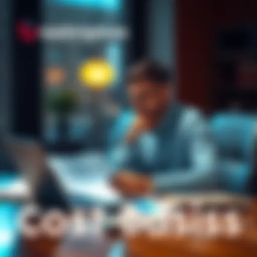 A person sitting at a table with financial documents and a laptop, looking thoughtful about their investments and cost basis.