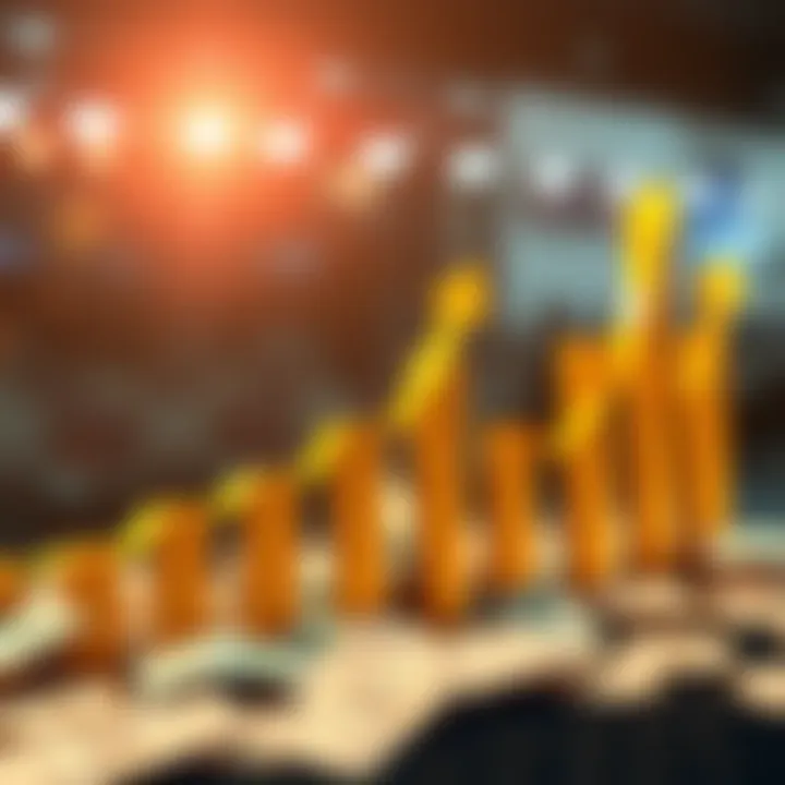 A graph showing rising profits with dollar signs and upward arrows, representing financial success and big money moves.