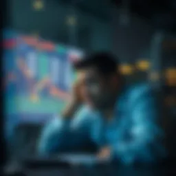 Individual looking distressed while staring at a computer showing a large loss in funds due to high fees during a transaction