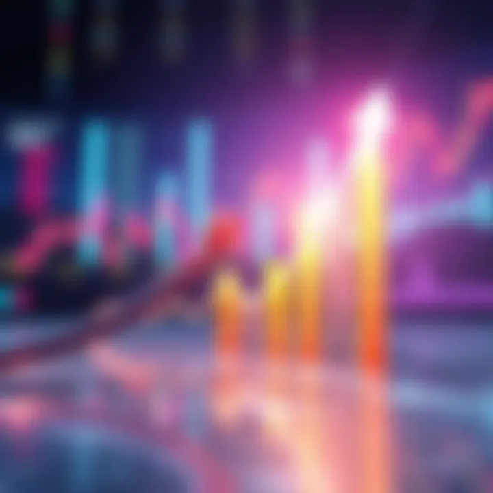 A graphic showing upward trends in the financial marketplace with arrows and charts.