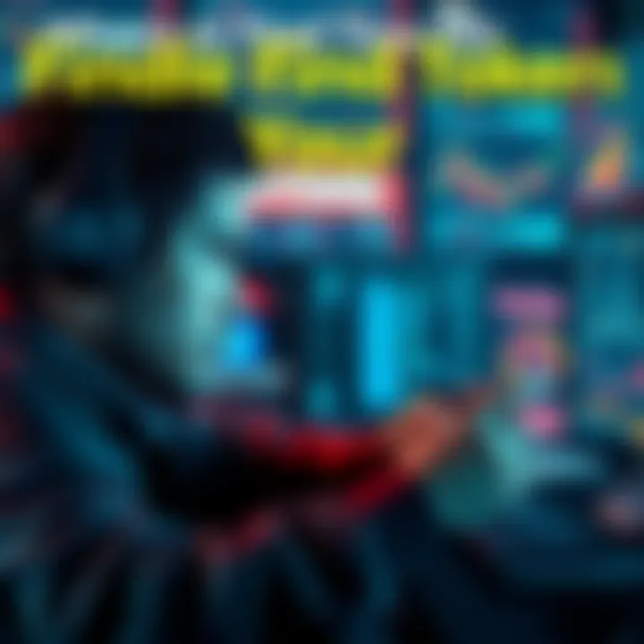 A person searching for digital tokens on a computer with a focused look