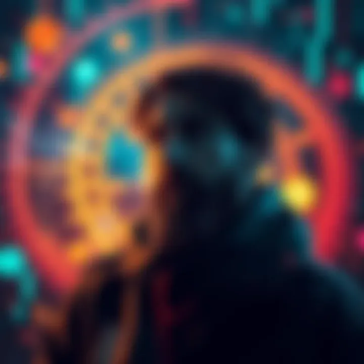 A sneak peek from the Finding Satoshi trailer featuring digital graphics and cryptocurrency symbols