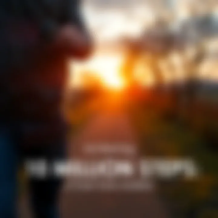 Person walking outdoors with a fitness tracker, celebrating a milestone in their walking journey