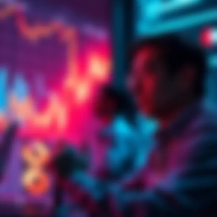 A person analyzing charts and data related to Flexa and AMP investments