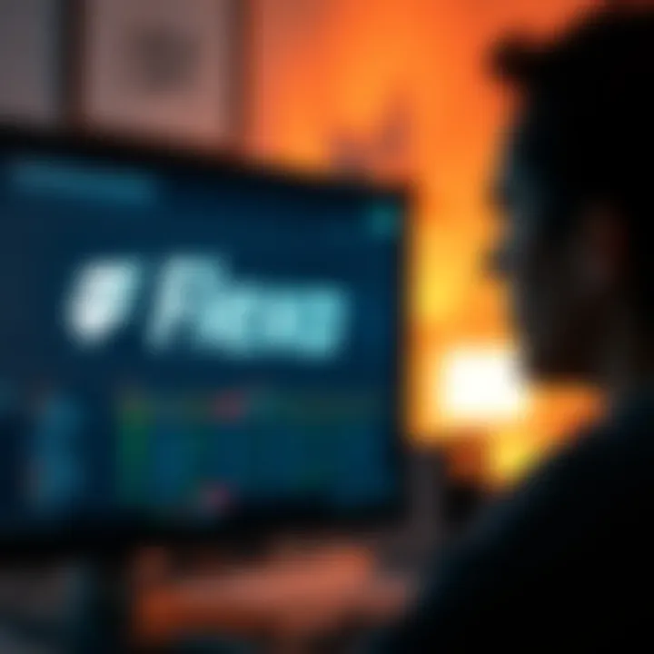 Flexa's Future Uncertain A person looking at a computer screen displaying the Flexa logo, with a worried expression, symbolizing uncertainty in the market due to pending legislation.