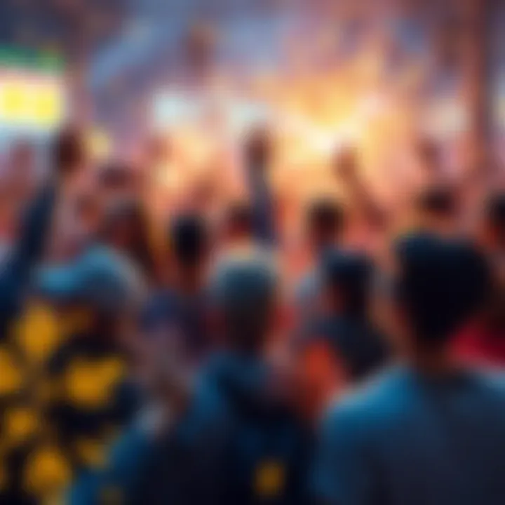 Forum post fireworks A chaotic online forum scene with people reacting to a post. Some are laughing, others are shocked, creating a lively atmosphere.