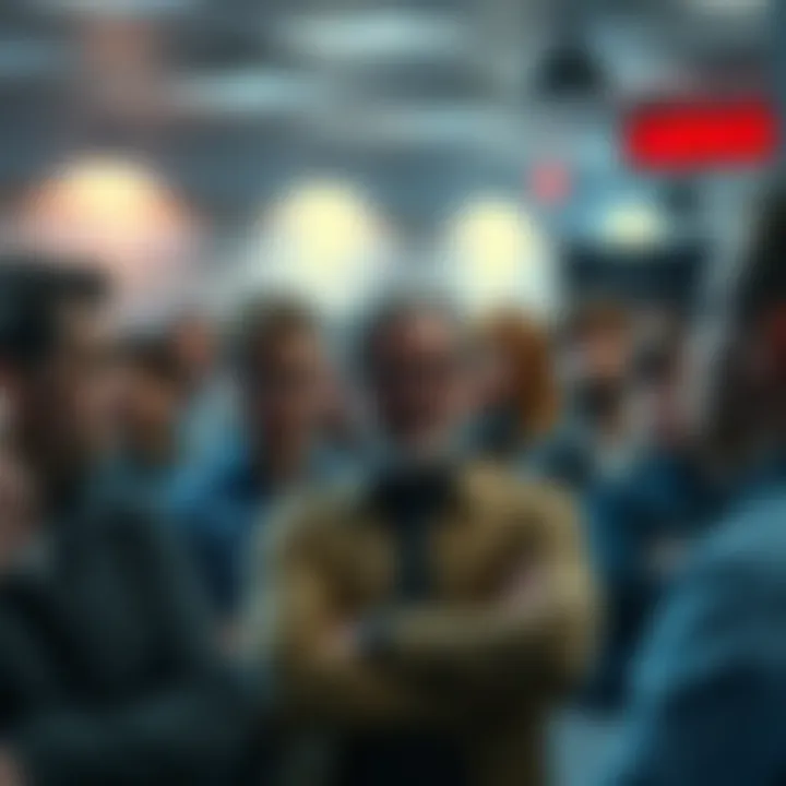 A group of upset people on a forum expressing their dissatisfaction with high validation fees, some looking frustrated and others thoughtfully considering their options.