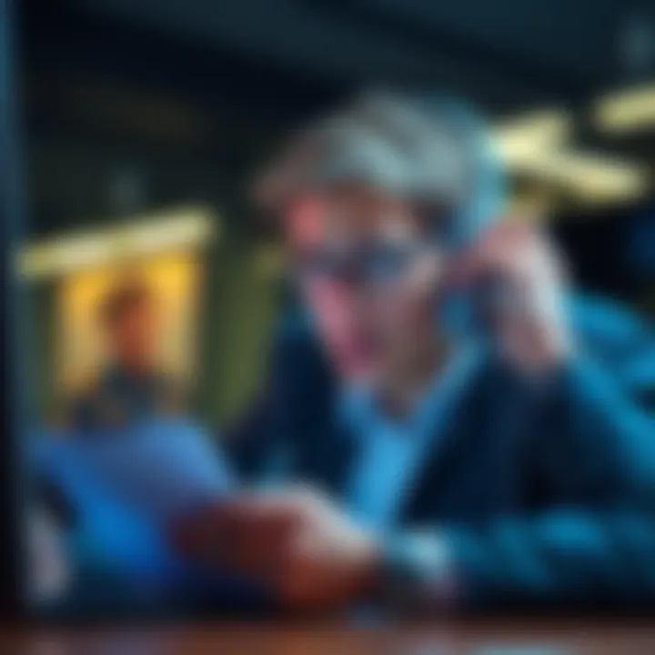 A person on the phone looking concerned during a scam call, with a notepad and pen in hand to take notes.