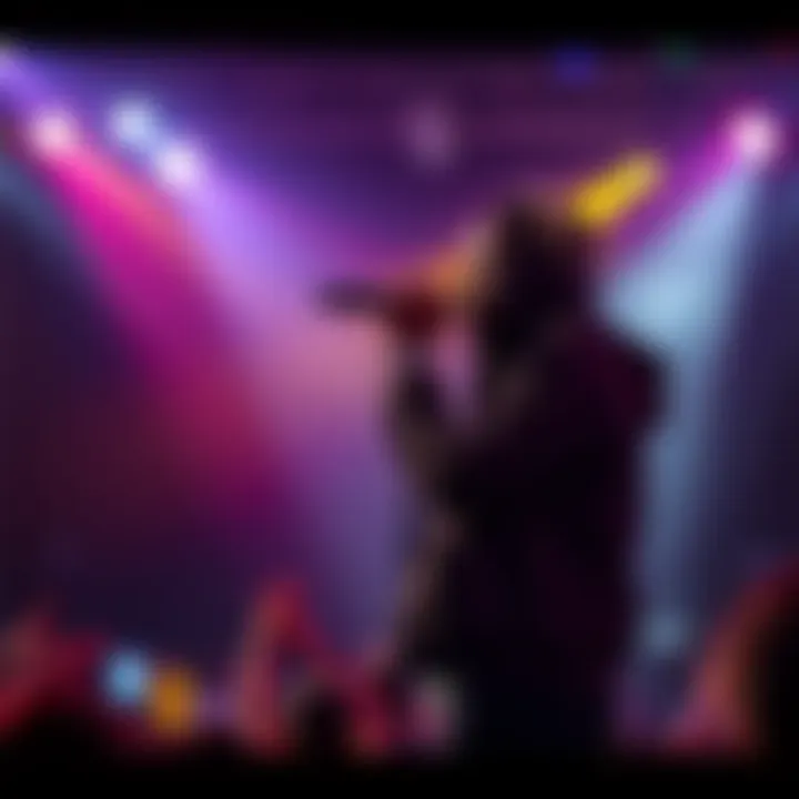 Freak Nasty on stage with colorful lights, engaging the crowd while performing his hit song Da Dip.