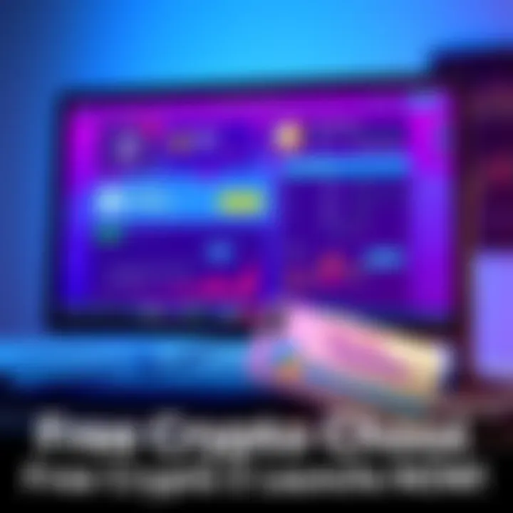 Graphic showing a computer screen with crypto-related modules and a voucher for futures trading