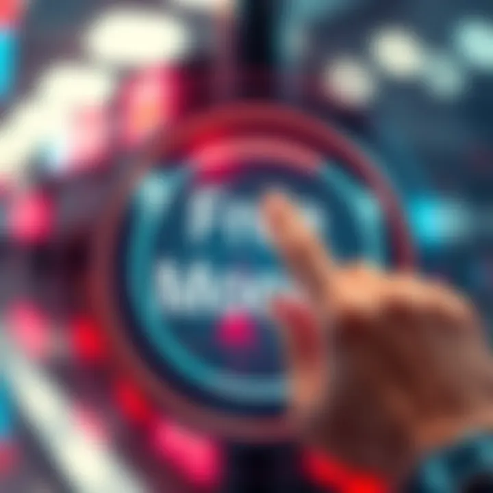 A hand pressing a large button labeled 'Free Money', symbolizing financial transactions in 2026. Bright colors and modern design reflect the futuristic theme.