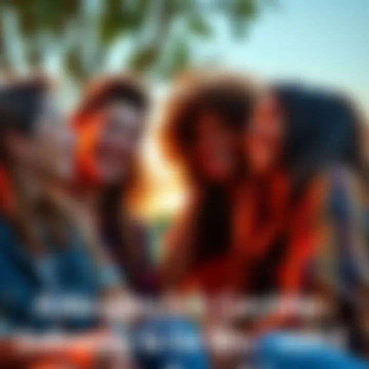 A group of friends sharing joyful moments outdoors, laughing and enjoying each other's company.