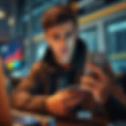 A person looking concerned while checking a financial app, representing the frustration of frozen funds on an exchange