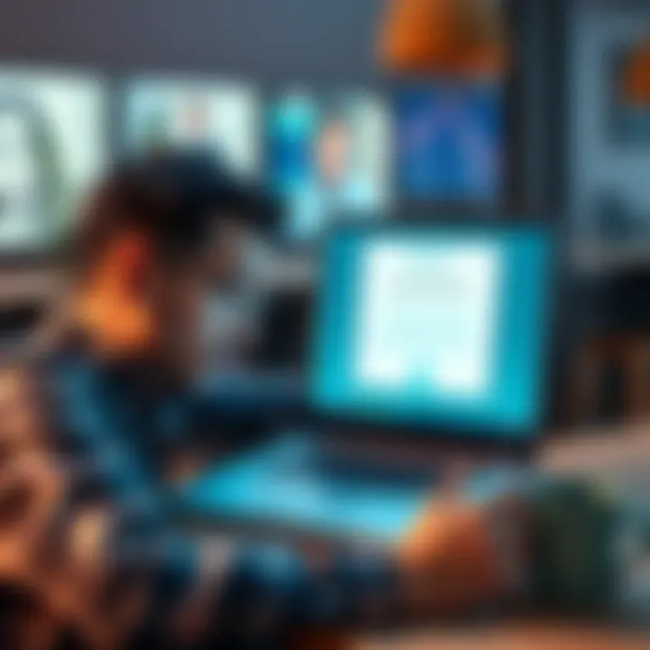 A frustrated business owner looks at a locked bank account on a laptop, displaying a notification of funds being frozen for over a month.