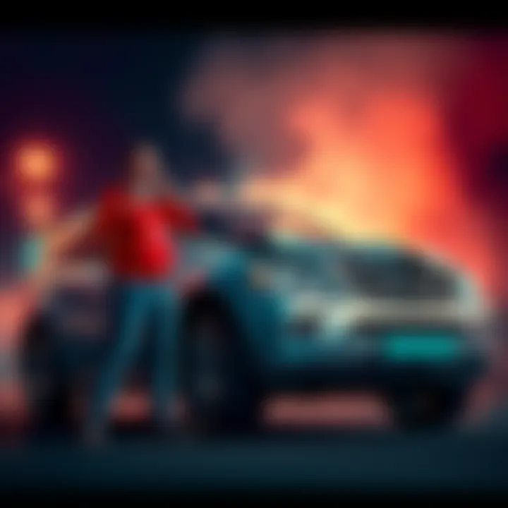 A frustrated car buyer stands beside a broken 2008 Mercedes ML63 AMG, highlighting issues of transparency with sellers on forums.