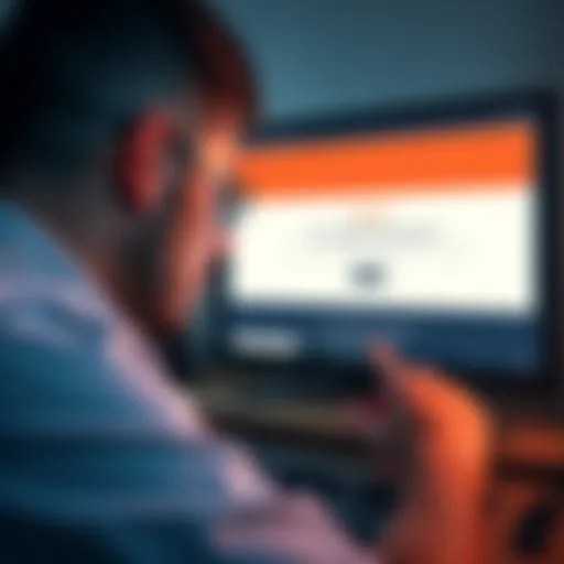 A person showing frustration while looking at a computer screen displaying a survey error message.