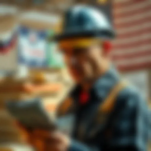 A working-class individual looks worried while checking bills and credit scores, symbolizing the economic struggles faced by many under Trump's policies.