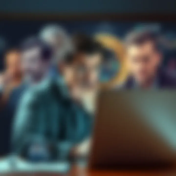 Frustrated crypto investor A person looking disappointed while checking their crypto portfolio on a laptop, with images of Matt Damon in the background