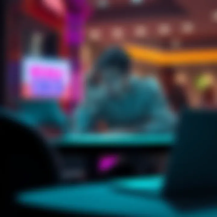 A worried customer sitting at a table, holding a phone to their ear, showing signs of frustration while dealing with banking issues.