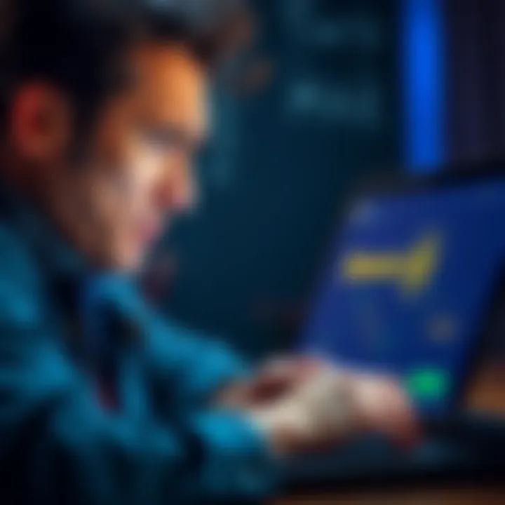 A person looking stressed while checking their bank account on a laptop, with a Binance logo on the screen, indicating issues with a deposit.