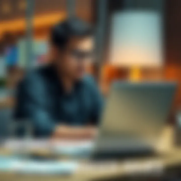 A frustrated person sitting at a desk with a laptop, looking upset about money transfer issues