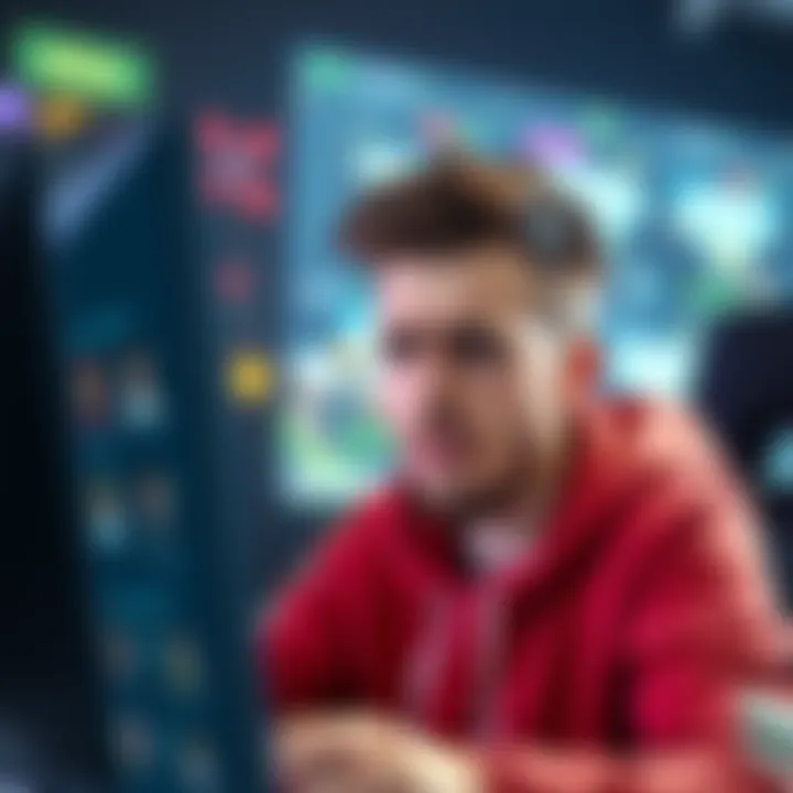 A gamer with a frustrated expression looking at a computer screen showing missing diamonds in a game