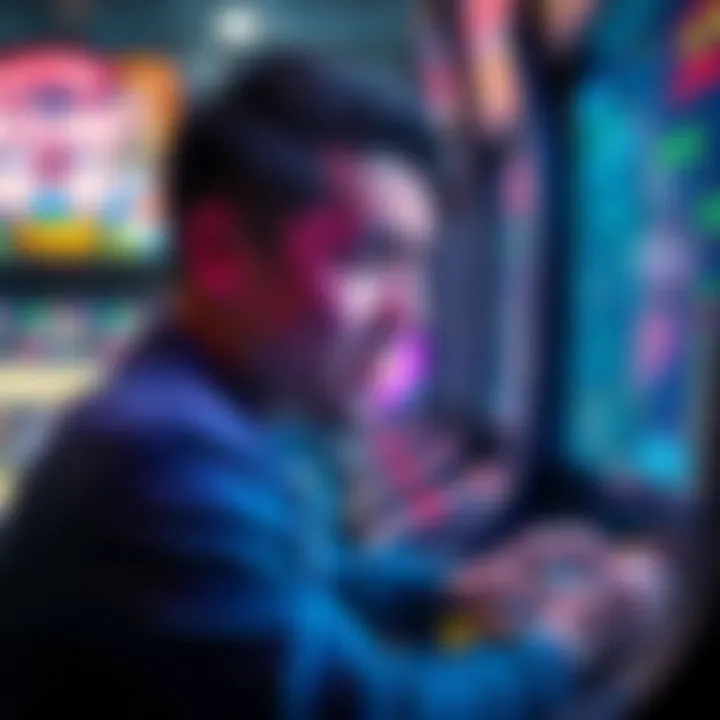 A gamer showing frustration while waiting for arcade bonus payouts on the screen of an arcade machine.