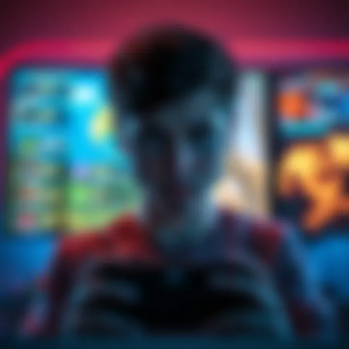 A gamer looking at a screen filled with difficult daily challenges in a video game, showing frustration.