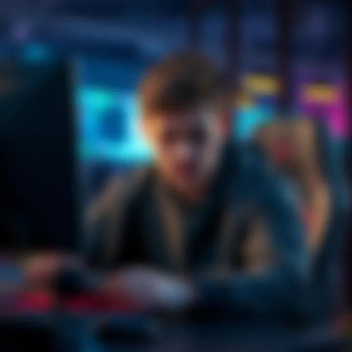 Frustrated gamer at computer A gamer looking stressed while playing at their computer, reflecting frustration over new tournament challenges