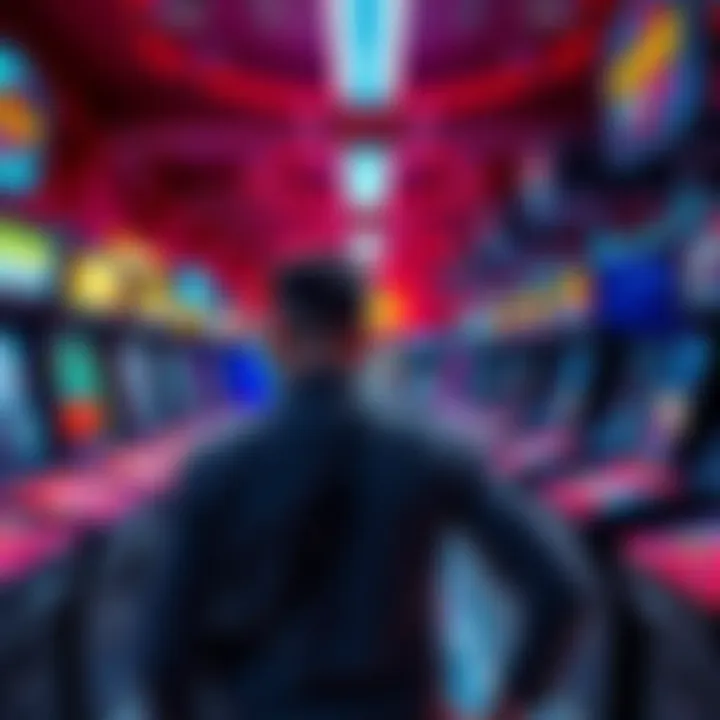 A person looking disappointed in front of an empty arcade with no games available