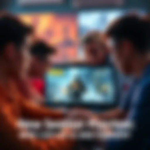 Group of gamers expressing disappointment while looking at a screen showing a game with bugs and limited content