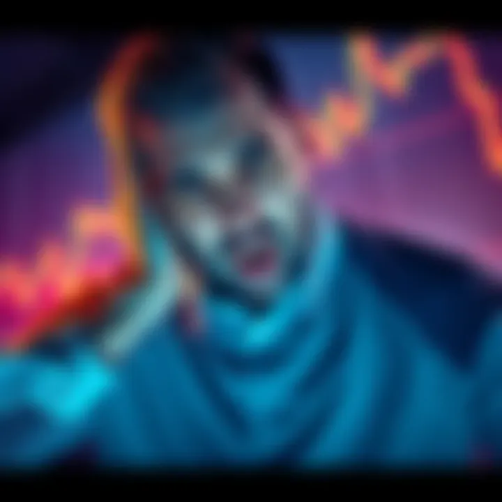 A disillusioned investor expressing frustration about cryptocurrency, with a chart showing a downward trend in the background.