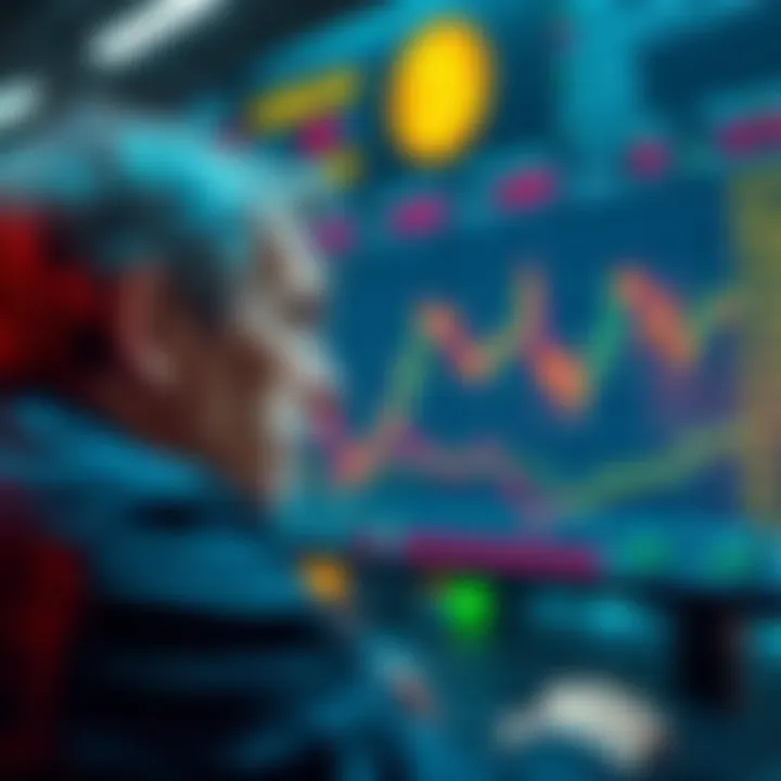 A veteran crypto investor gazes at a screen displaying fluctuating Bitcoin prices, reflecting on missed investment opportunities.