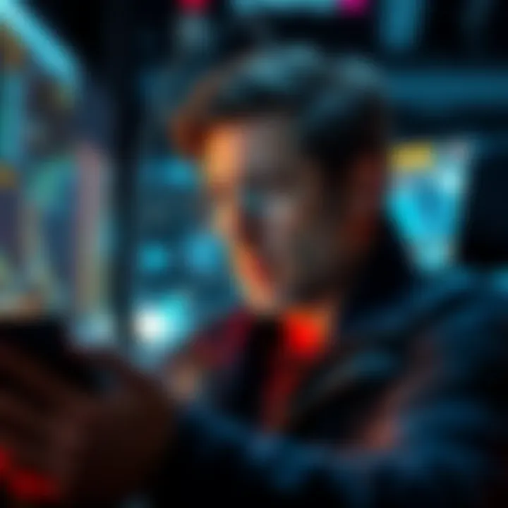 A former Kaspa investor looking worried while reading online discussions about mining sentiment and network security.