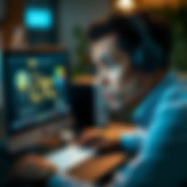 A person looking frustrated while trying to get help from a support team, with a computer showing a deposit status screen in the background