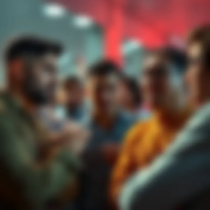 A group of people expressing frustration about high cryptocurrency withdrawal fees in a lively discussion