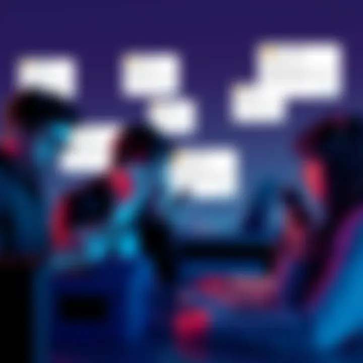 A group of frustrated people trying to contact customer support on their phones and laptops, with email notifications about account closures in the background.