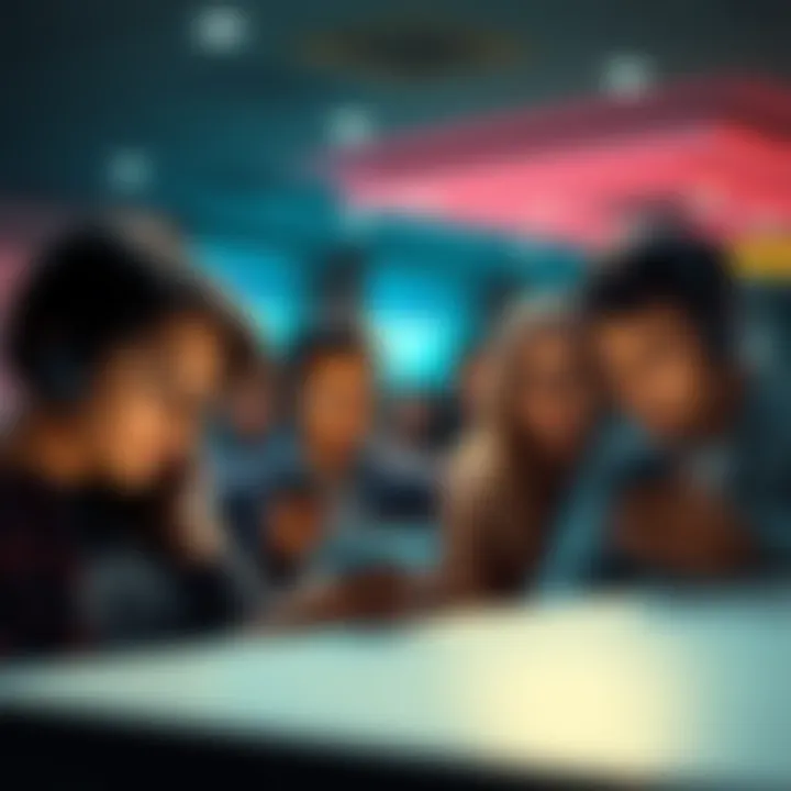 A group of frustrated individuals looking at their phones, waiting for support responses, showing signs of impatience and disappointment.