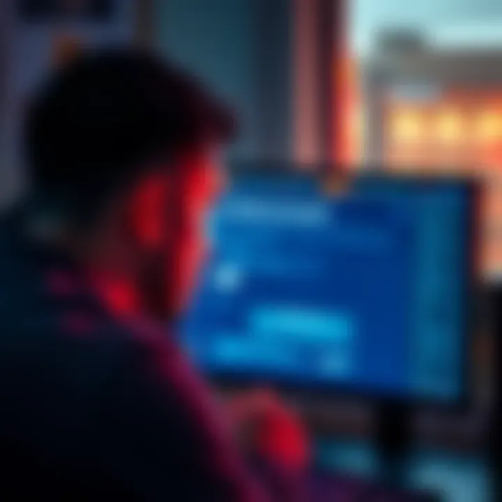 A person showing frustration as they stare at a computer screen displaying a closed account notification